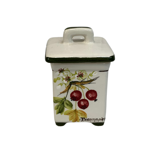 Scatola dipinta a mano Ceramiche Fabbro - Collezione Biancospino - 7cm