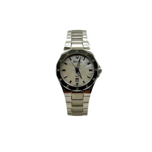 Bulova Donna Bianco con Diamanti sulla Ghiera 63R37