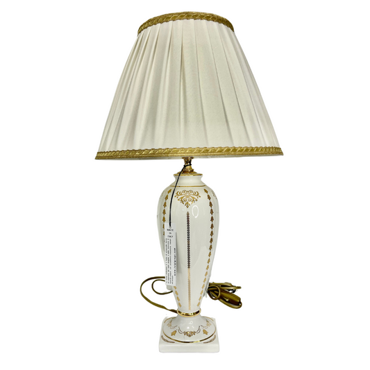 Lampada Luigi Greco bianca in porcellana lavorata in filo oro - rif. 2946