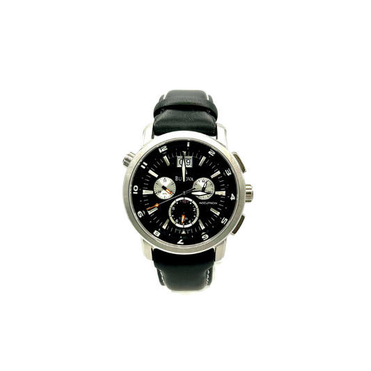 Bulova Uomo Accutron Cronografo Nero in Pelle Nero 63F56