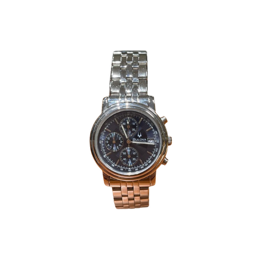Bulova Uomo Cronografo Blu con Cinturino in Acciaio JC728