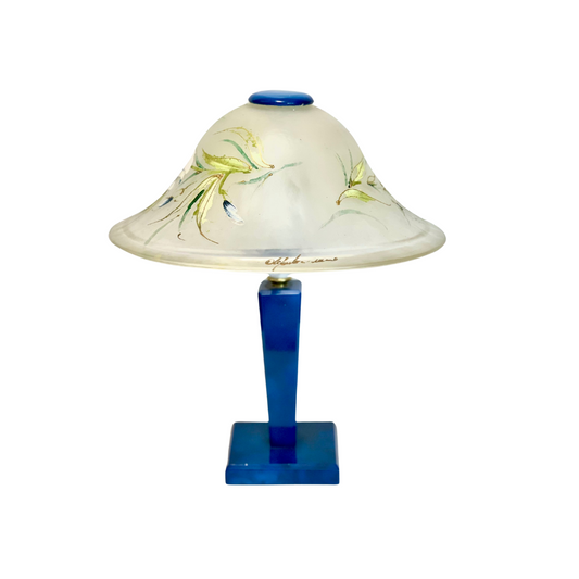 Lampada Vintage in vetro lavorata e dipinta a mano con base in murano