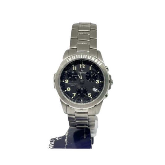 Bulova Uomo Cronografo Nero con Cinturino in Acciaio 63B68