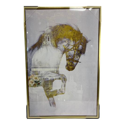 Quadro in tela raffigurante un cavallo e una basilica moderno - rif. HUA00318