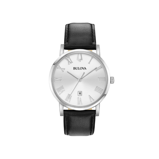 Bulova Uomo Clipper Grigio con cinturino in pelle nero 96B312