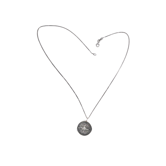 Collana in acciaio a maglia fina con rosa dei venti - rif. C1112E