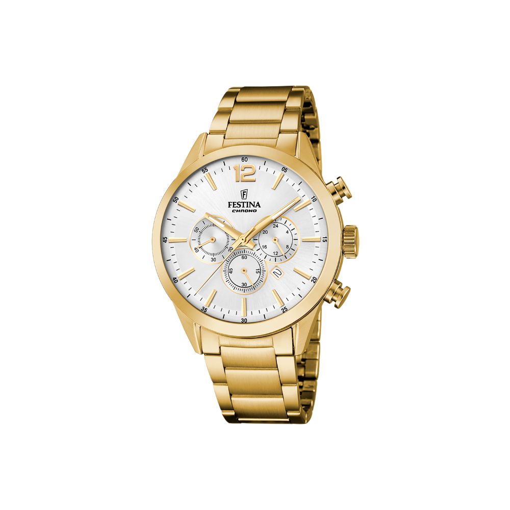 Festina Uomo Timeless Chronograph Bianco con Cinturino in Acciaio Inossidabile 316L F20633/1