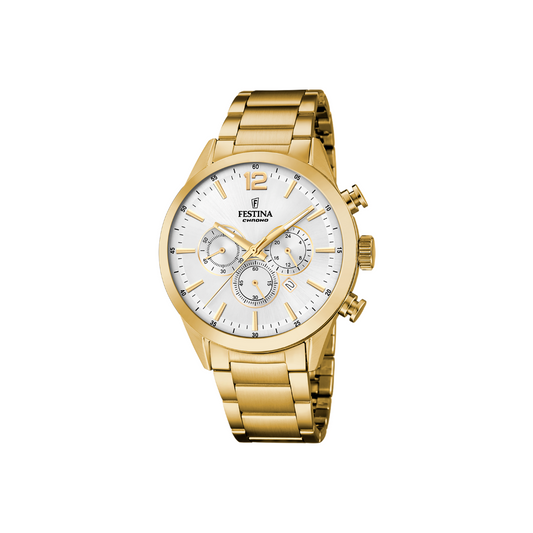 Festina Uomo Timeless Chronograph Bianco con Cinturino in Acciaio Inossidabile 316L F20633/1