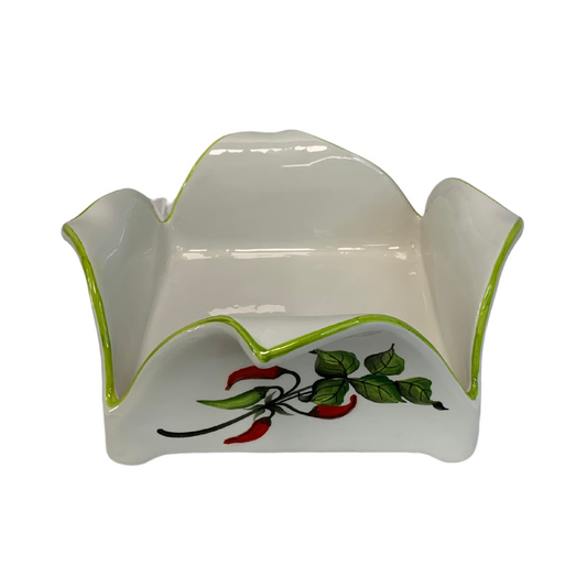 Portatovaglioli dipinto a mano Ceramiche Fabbro - Collezione Peperoncino