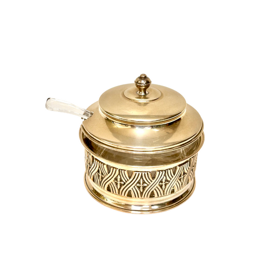 Formaggiera in argento 800 e cristallo lavorato - rif. 585