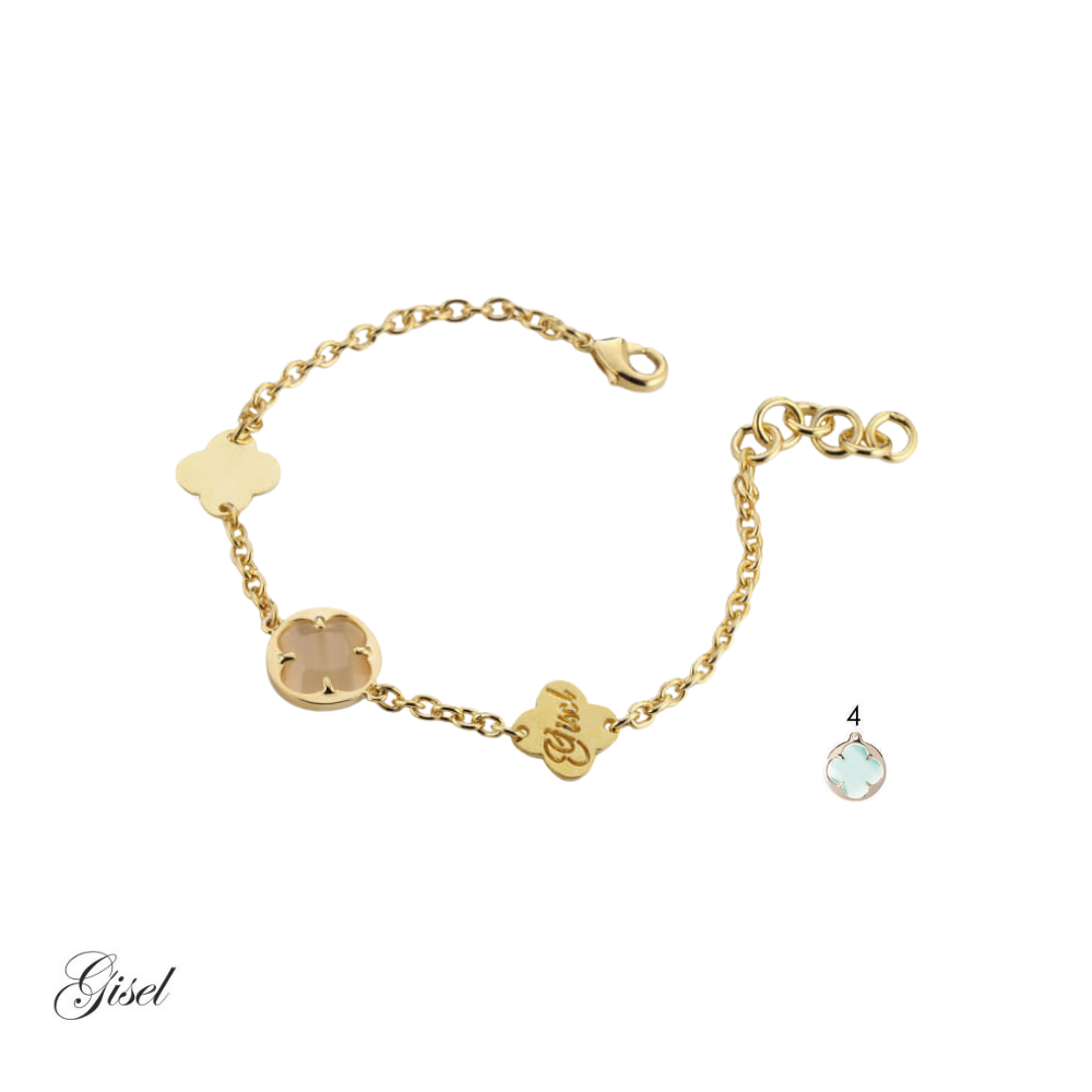 Bracciale Gisel con quadrifogli e pietra dura Rif. G-SPBR328.4