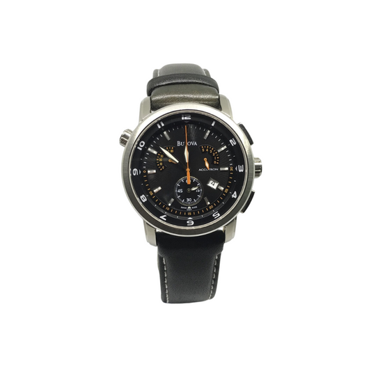 Bulova Uomo Accutron Cronografo Nero in Pelle Marrone 63B004