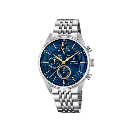 Festina Uomo Timeless Cronografo Blu con Cinturino in Acciaio F20285/3