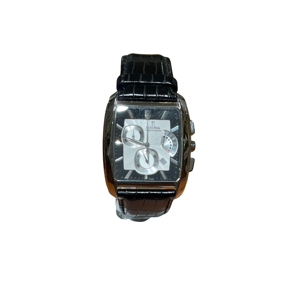 Festina Uomo Cronografo Solo Tempo Nero con Cinturino Nero in Pelle F6728/1
