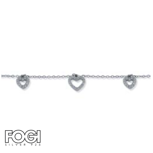 Bracciale Donna Fogi Silver 925 con cuori Rif. BDB57/1/1C