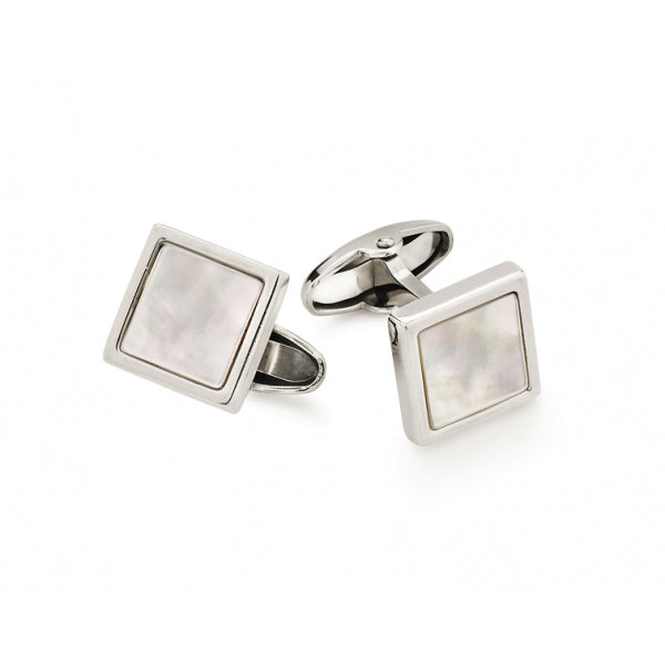 Gemelli UnoAerre quadrati in argento bianco con madreperla - rif. 000FFG0270000 - 5462