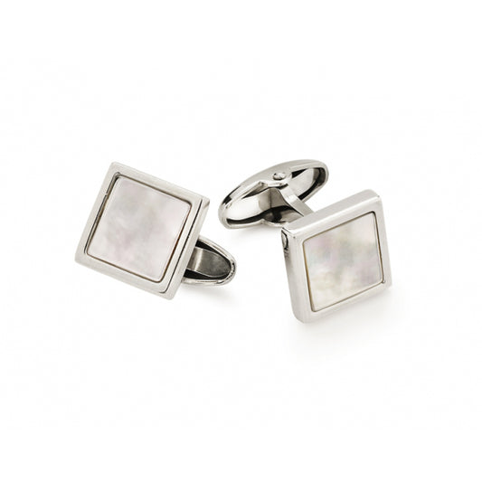 Gemelli UnoAerre quadrati in argento bianco con madreperla - rif. 000FFG0270000 - 5462
