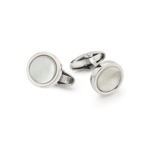 Gemelli UnoAerre rotondi in argento bianco con madreperla - rif. 000FFG0250000 - 5456