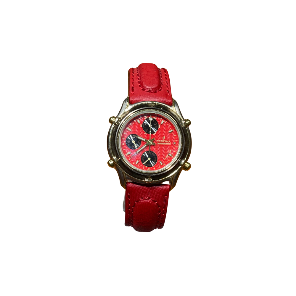Festina Uomo Cronografo Rosso con Cinturino Rosso in Pelle F6539