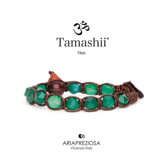 Tamashii unisex Diamond Cut Agata Verde Striata