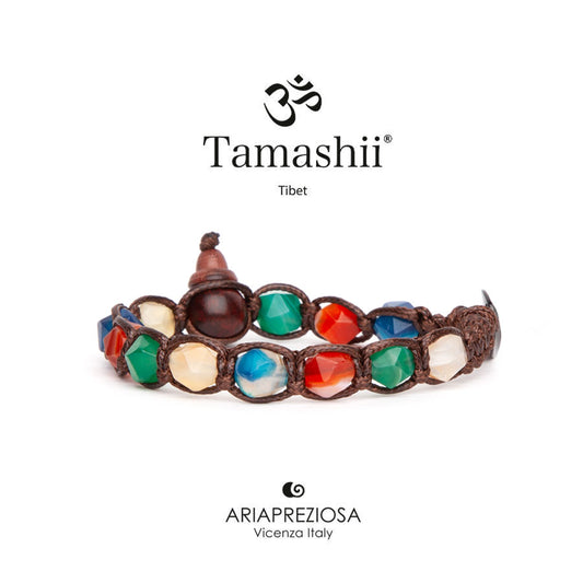 Tamashii unisex Diamond Cut Agata Striata mix color