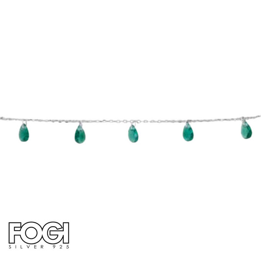 Bracciale Donna Fogi Silver 925 Collezione Rugiada con pietre verdi Rif. BDB30/1/2C