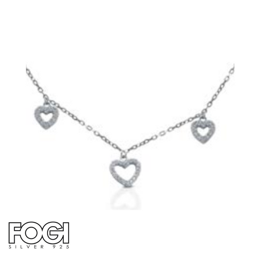 Collana Donna Fogi Silver 925 con cuori Rif. BDC136/1/1C