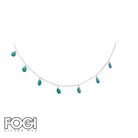 Collana Donna Fogi Silver 925 Collezione Rugiada con pietre verdi Rif. BDC71/1/2C