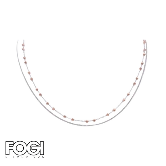 Collana Donna Fogi Silver 925 con pietre dure piccole dorate Rif. BDC74/13