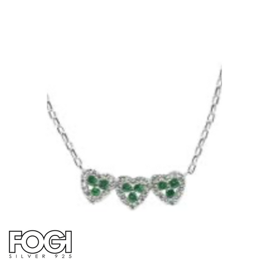 Collana Donna Fogi Silver 925 Collezione Dreaming Love con cuori verdi Rif. BDC8/1/2C