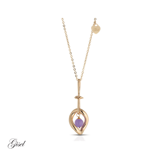 Collana Gisel con pendente catena lucida e pietra colorata 10mm Rif. G-LBCD1021