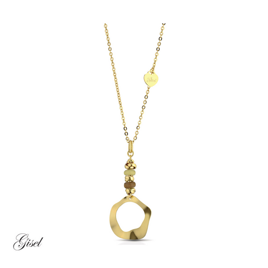 Collana Gisel con pendente catena lucida e pietre Rif. G-LBCD1024
