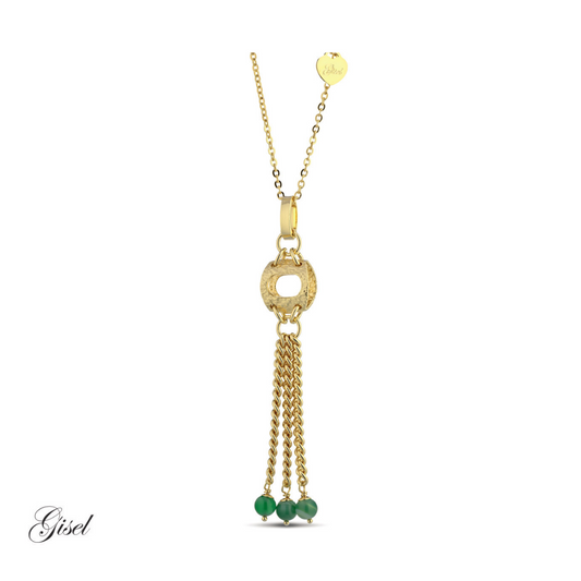 Collana Gisel con pendenti catena lucida e pietre colorate Rif. G-LBCD1027