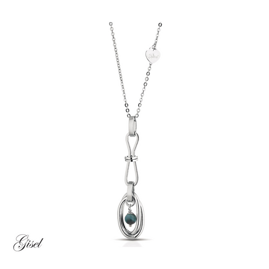 Collana Gisel con pendente catena lucida e pietra colorata Rif. G-LBCD1032