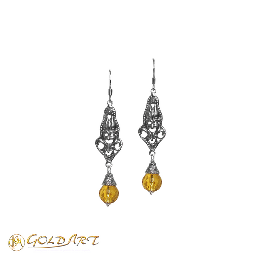 Orecchini Donna Gold’Art Tesoro di Hera con maschere apotropaiche e Quarzo idrotermale - Rif. OR056-G