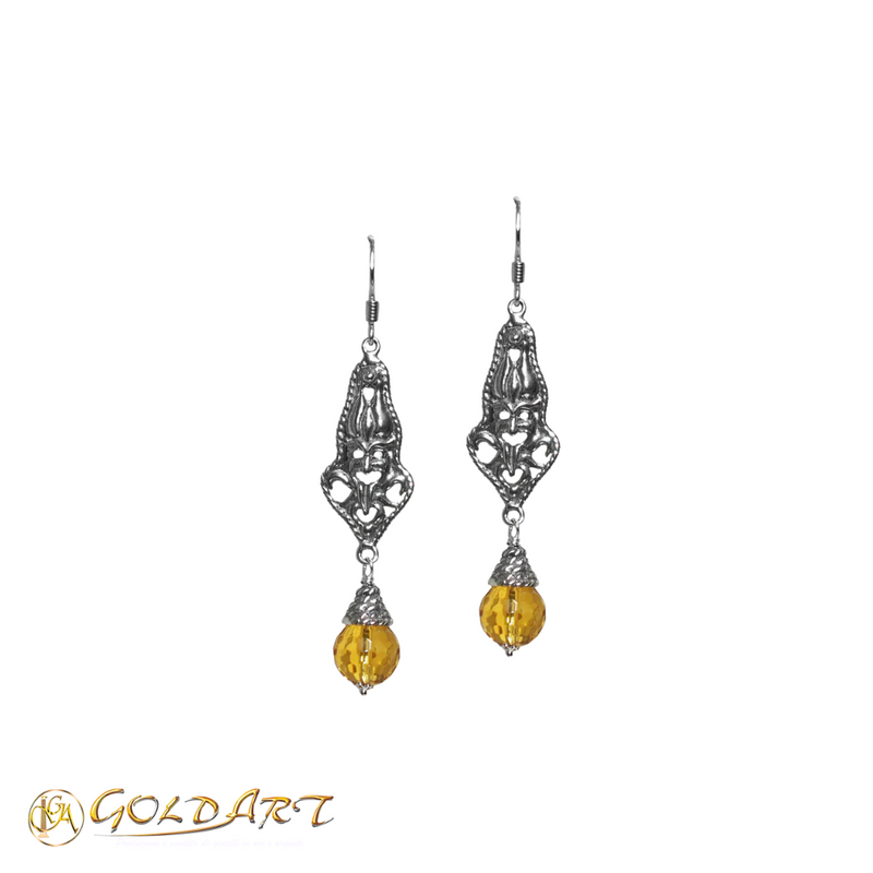 Orecchini Donna Gold’Art Tesoro di Hera con maschere apotropaiche e Quarzo idrotermale - Rif. OR056-G