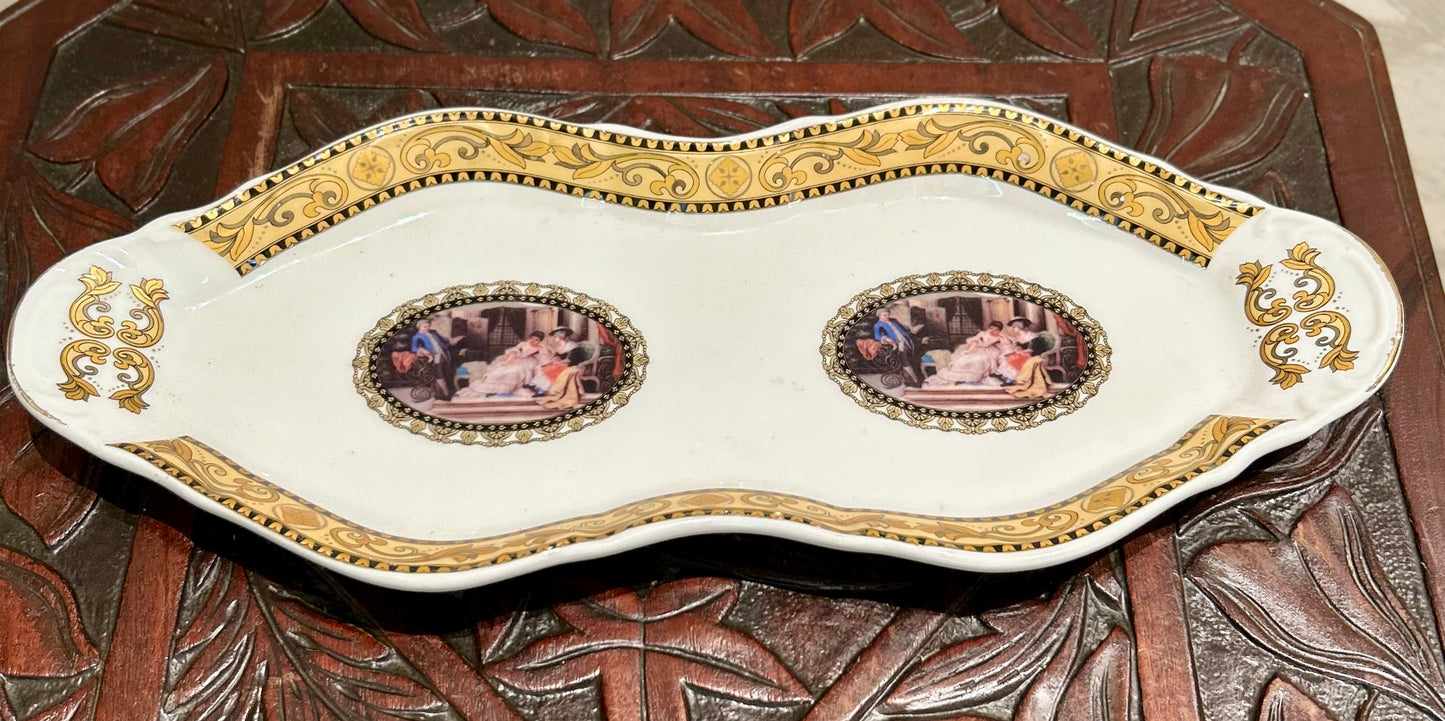 Vassoio Decorativo Stile Rococò con Scene Galanti