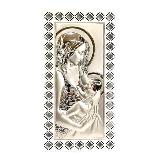 Icona New Daniel raffigurante Maria e Gesù in argento