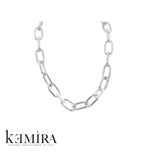 Collana Donna Kemira in galvanica rodio. Rif. KDC40/1