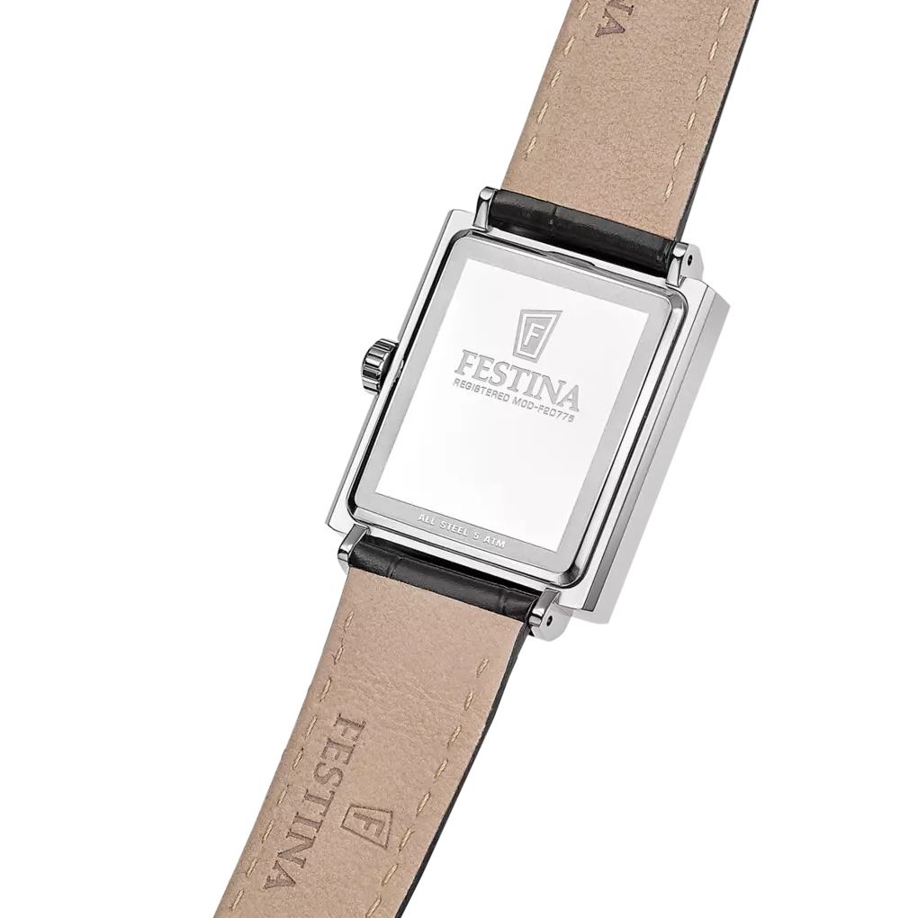 Orologio Festina On The Square F20775/1 grigio cinghia pelle, uomo
