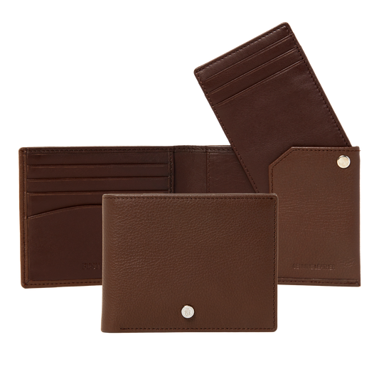 Portafoglio marrone con bottone con bottone FLW326/Y